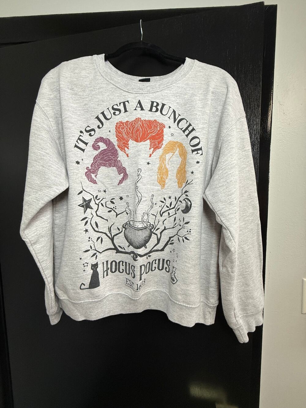 Disney Hocus Pocus Sweatshirt Juniors L 11-13 Sanderson Sisters Gray Halloween